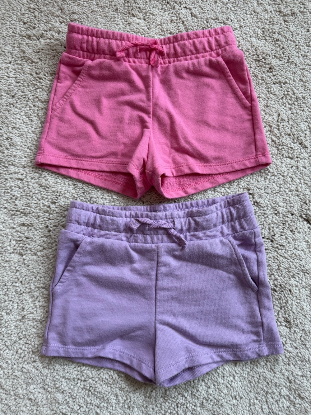 2T Girls' Pink and Purple Pull-On Knit Shorts